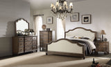 Baudouin Beige Linen & Weathered Oak Finish Queen Bed