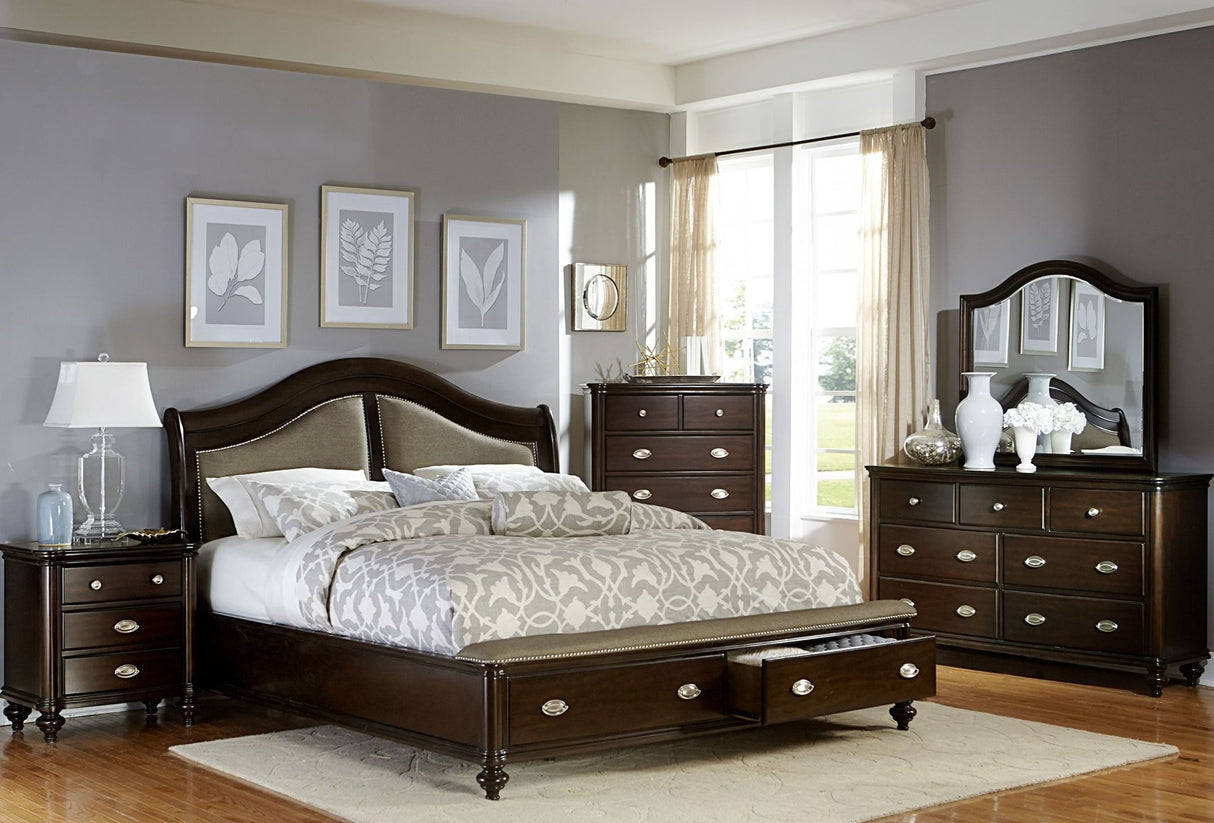 Marston Dark Cherry Platform Storage Bedroom Set