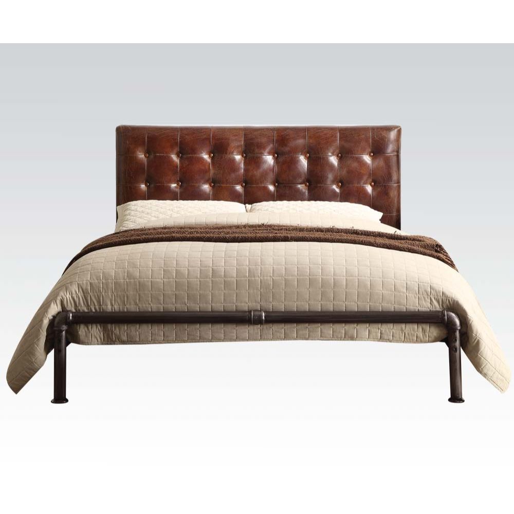 Brancaster Vintage Brown Top Grain Leather Queen Bed