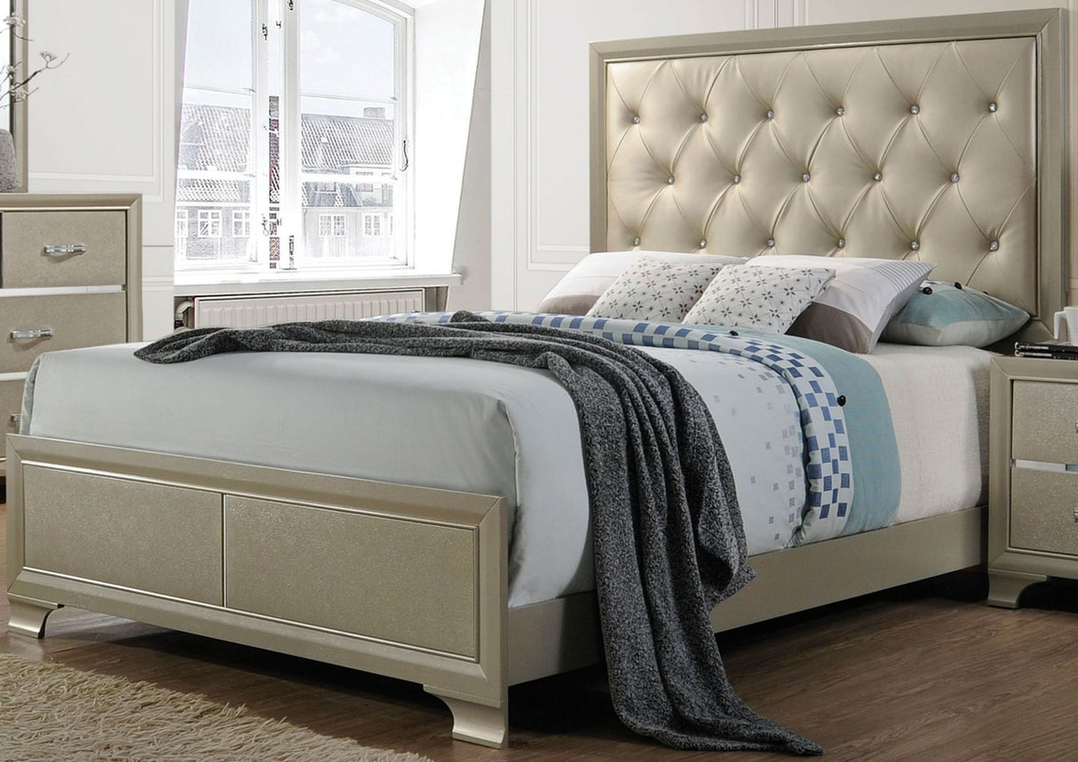 Carine Champagne Upholstered Panel Bedroom Set