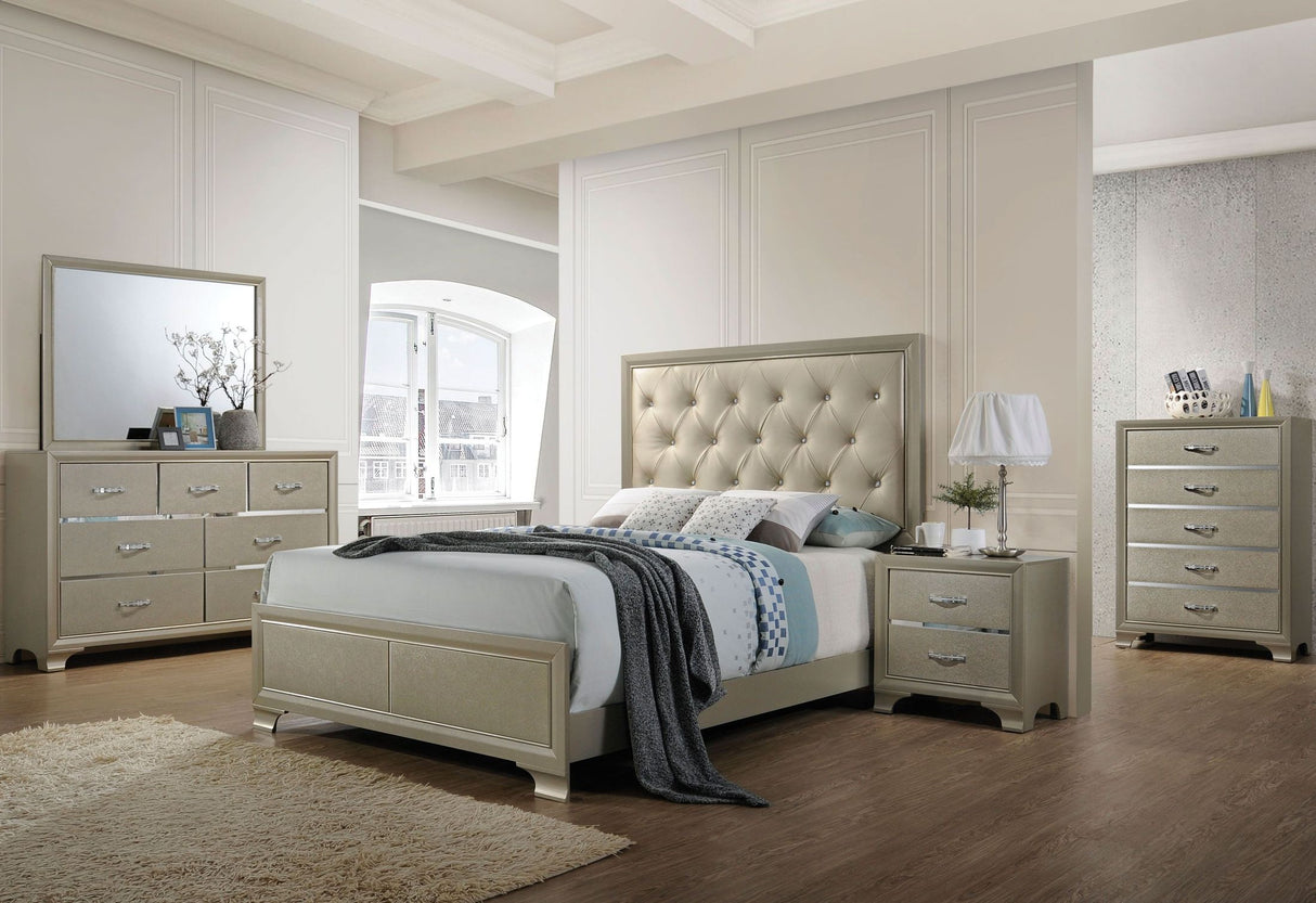 Carine Champagne Upholstered Panel Bedroom Set