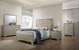 Carine Synthetic Leather & Champagne Finish Queen Bed