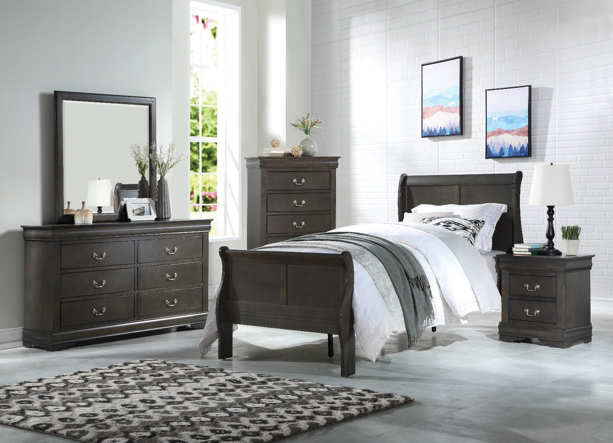 Louis Dark Gray Finish Philippe Full Bed