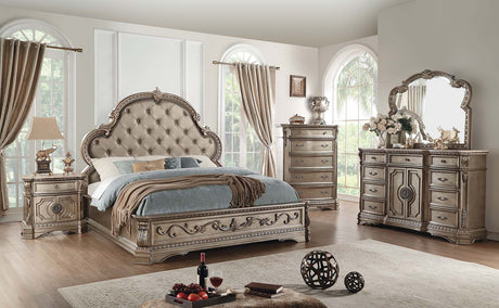 Northville Synthetic Leather & Antique Silver Finish Eastern King Bed