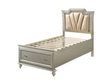 Kaitlyn Synthetic Leather & Champagne Finish Full Bed