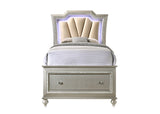 Kaitlyn Synthetic Leather & Champagne Finish Full Bed