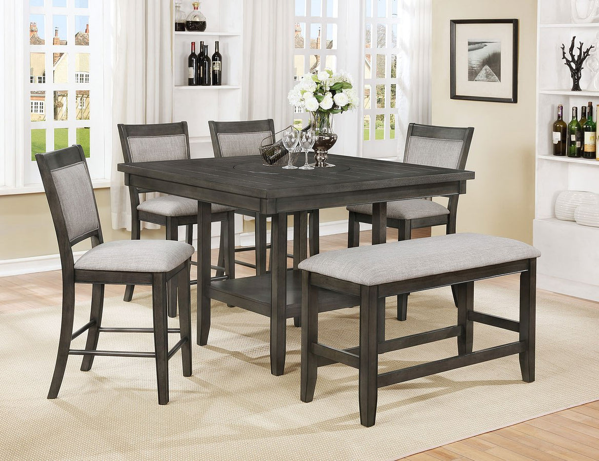 Fulton Counter Height Dining Room Set w/ Bench (Grey)