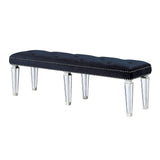 Acme Dark Navy Velvet & Mirrored Bench