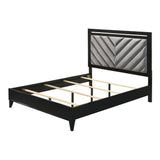 Chelsie Gray Fabric & Black Finish Eastern King Bed