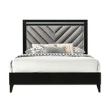 Chelsie Gray Fabric & Black Finish Eastern King Bed