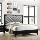 Chelsie Gray Fabric & Black Finish Eastern King Bed