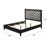 Chelsie Gray Fabric & Black Finish Eastern King Bed