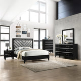 Chelsie Gray Fabric & Black Finish Eastern King Bed