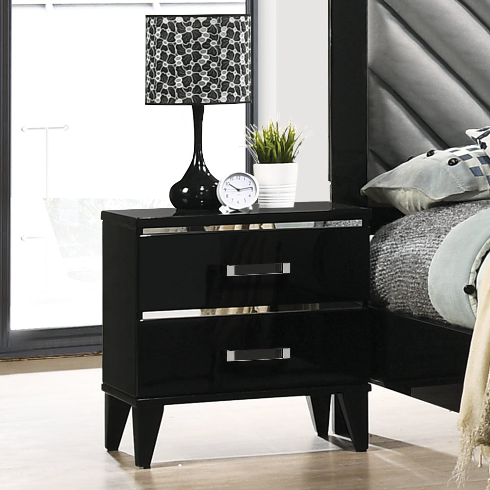 Chelsie Black Finish Nightstand