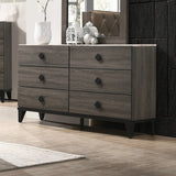 Avantika Faux Marble Top & Rustic Gray Oak Finish Dresser