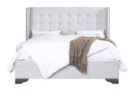 Artesia Tan Fabric & Salvaged Natural Finish Eastern King Bed