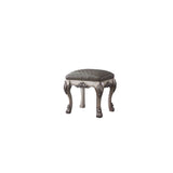 Dresden Vintage Bone White & Synthetic Leather Vanity Stool