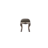 Dresden Vintage Bone White & Synthetic Leather Vanity Stool