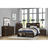 Chesky Warm Espresso California King Platform Bed With Footboard Storage