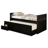 Rochford Black 3-Drawer Twin Bed With Captains Trundle