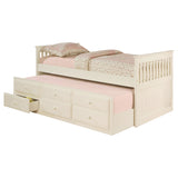 Rochford White 3-Drawer Twin Bed With Captains Trundle