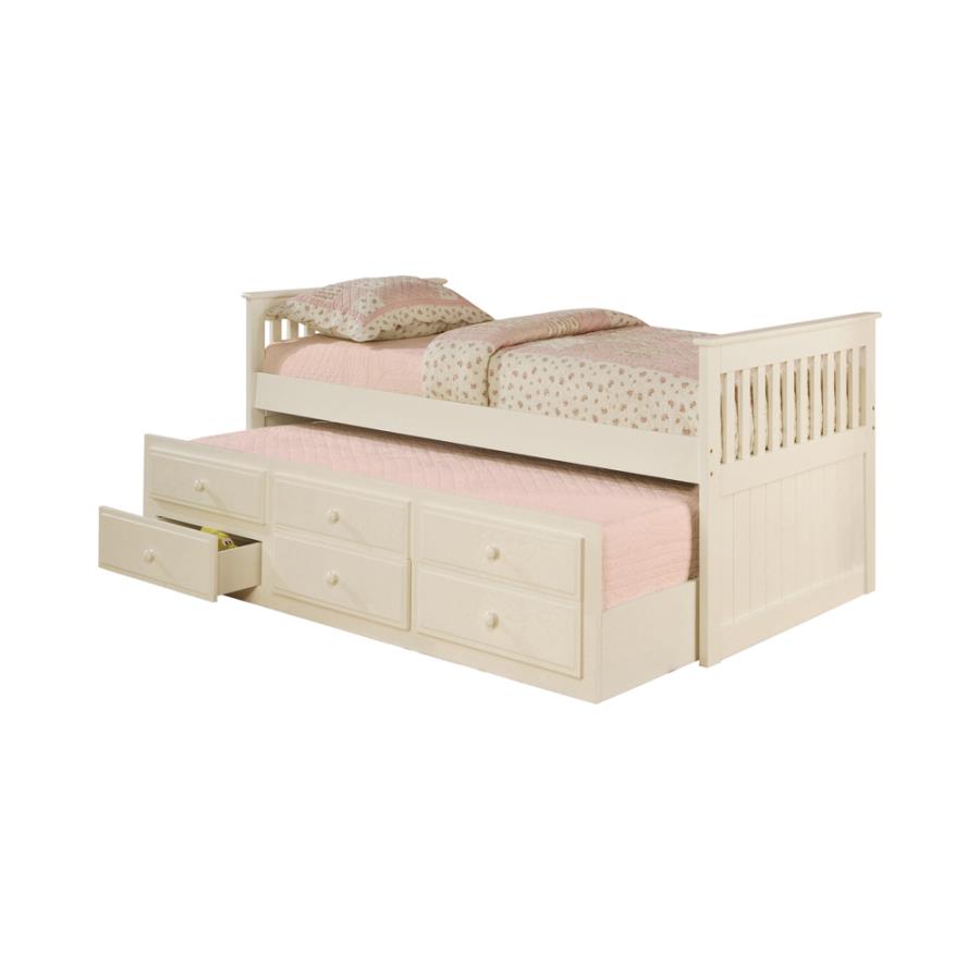 Rochford White 3-Drawer Twin Bed With Captains Trundle