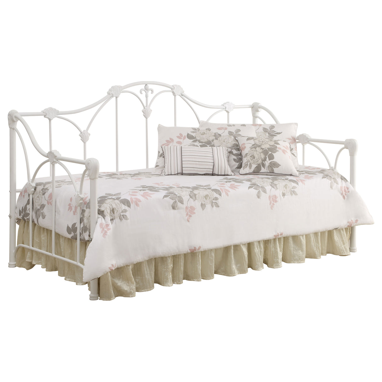 Halladay Twin Metal Daybed With Floral Frame White