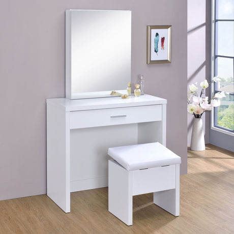 Harvey 2-Piece Vanity Set With Lift-Top Stool White