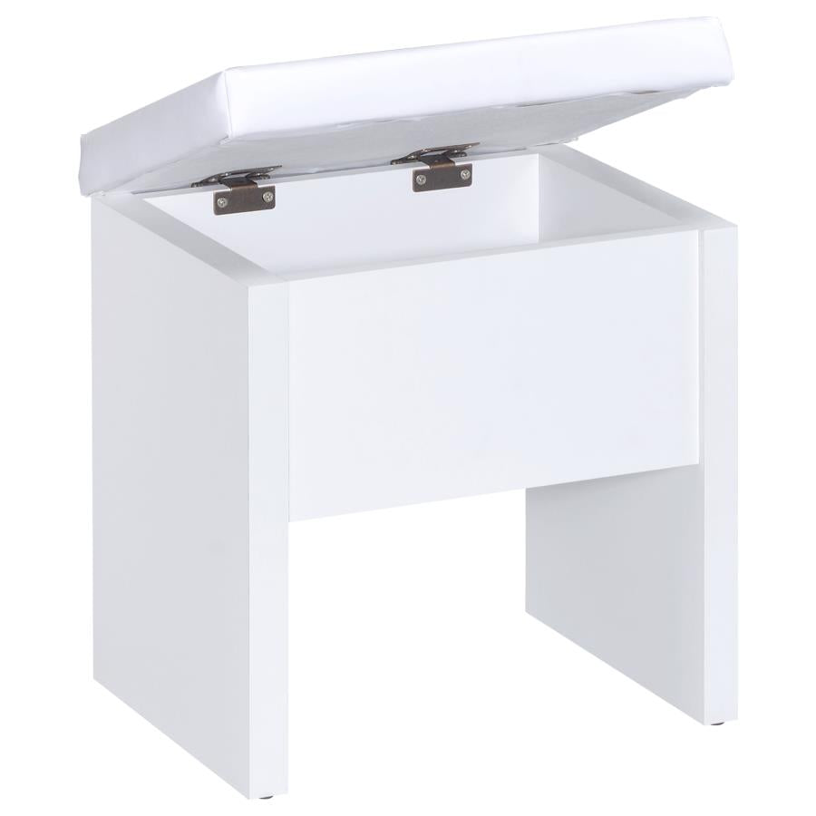 Harvey 2-Piece Vanity Set With Lift-Top Stool White