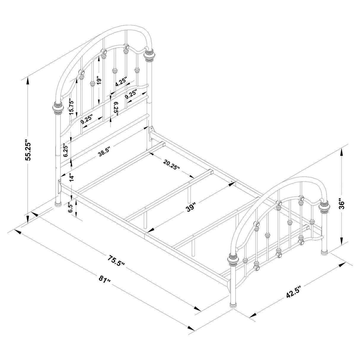 Rowan Twin Bed Dark Bronze