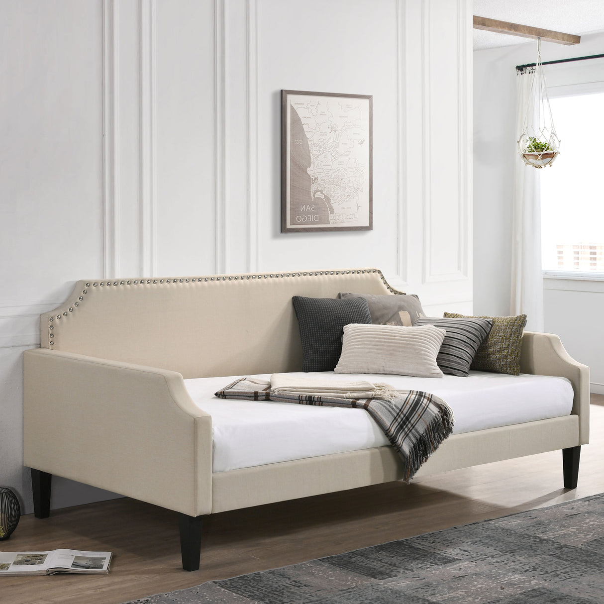 Olivia Upholstered Twin Daybed With Nailhead Trim