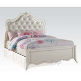 Edalene Pearl Synthetic Leather & Pearl White Finish Full Bed