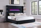 Tisdall Black 67-Inch Upholstered Cal King Fireplace Bed