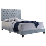 Warner Eastern King Upholstered Bed Slate Blue