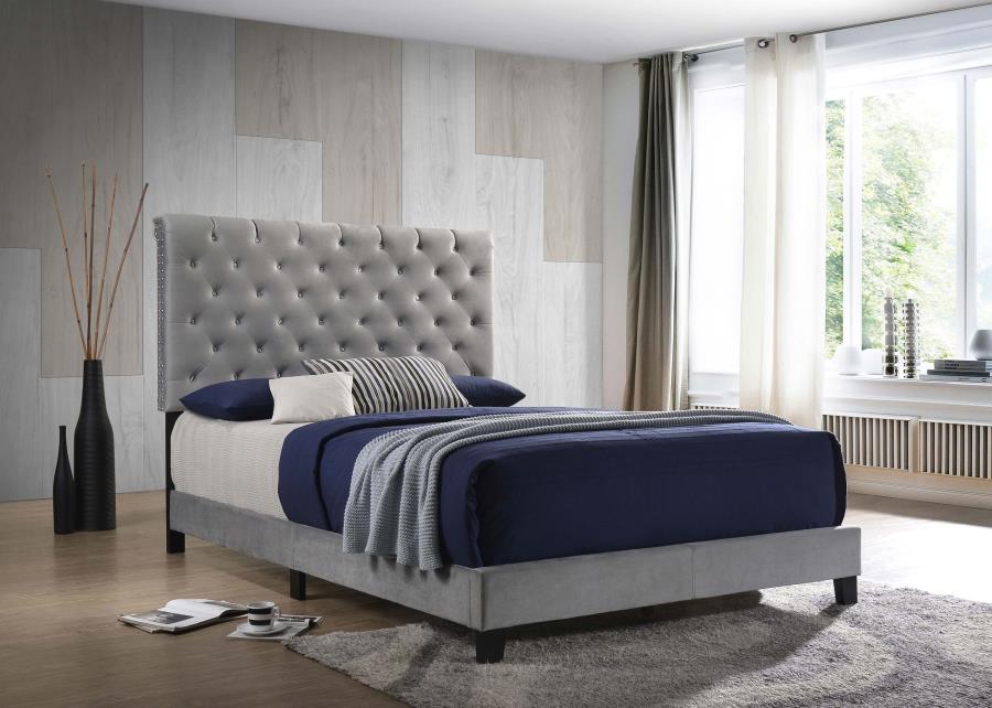 Warner Queen Upholstered Bed Grey