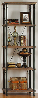 Factory Rustic Poplar & Metal Bookcase