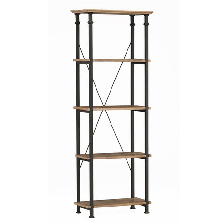 Factory Rustic Poplar & Metal Bookcase