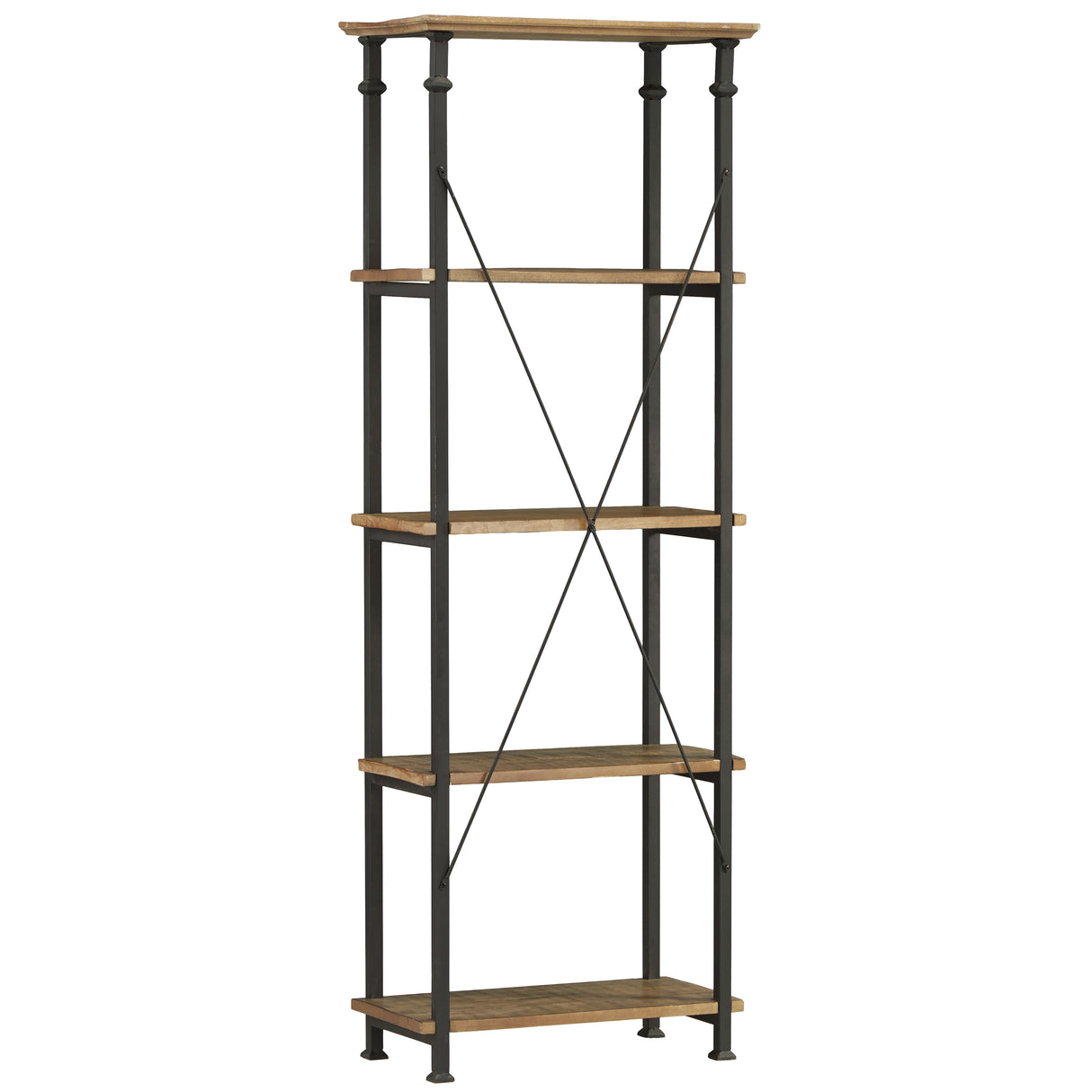 Factory Rustic Poplar & Metal Bookcase