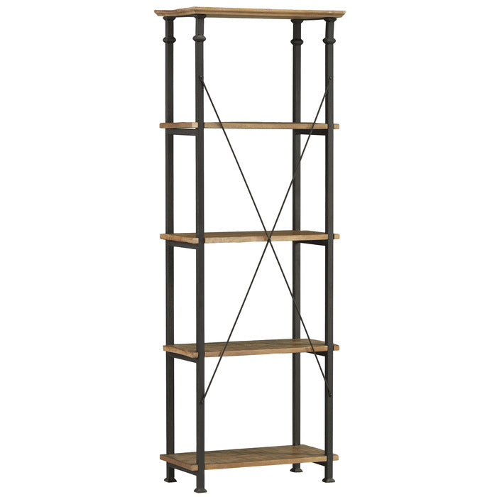 Factory Rustic Poplar & Metal Bookcase