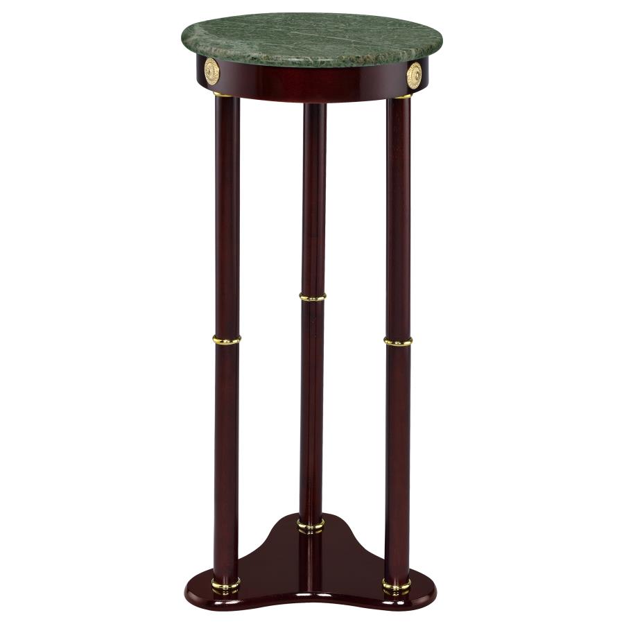 Edie Round Marble Top Accent Table Merlot