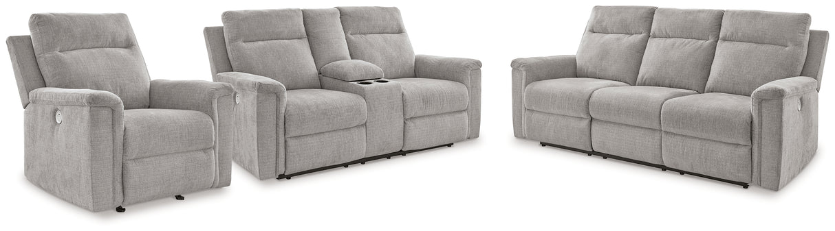 Barnsana Ash Power Reclining Sofa, Loveseat And Recliner