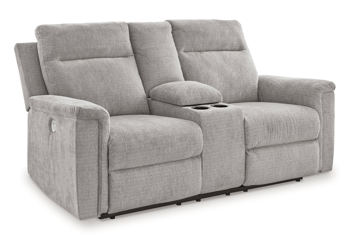 Barnsana Ash Power Reclining Loveseat With Console