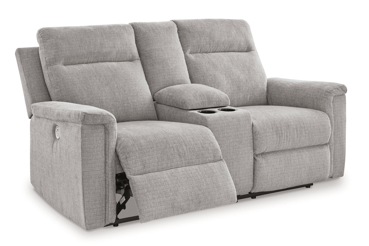 Barnsana Ash Power Reclining Loveseat With Console