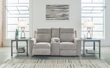 Barnsana Ash Power Reclining Loveseat With Console