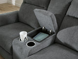 Barnsana Gravel Power Reclining Loveseat With Console