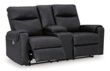 Axtellton Carbon Power Reclining Loveseat with Console