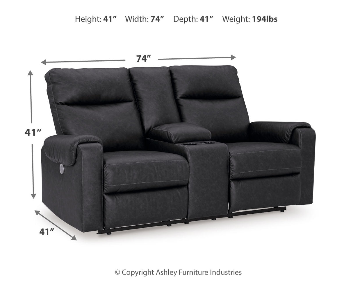 Axtellton Carbon Power Reclining Loveseat with Console