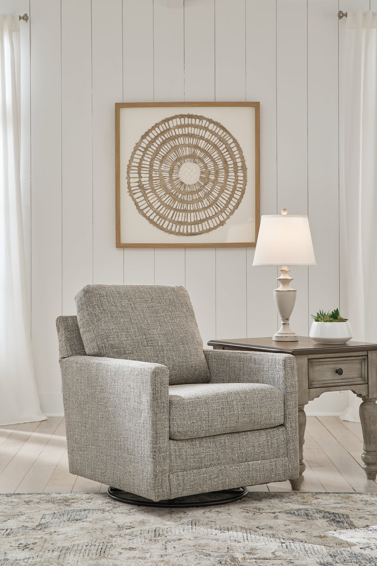 Bralynn Linen Swivel Glider Accent Chair