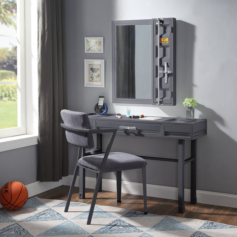 Cargo Gunmetal Finish Vanity Desk