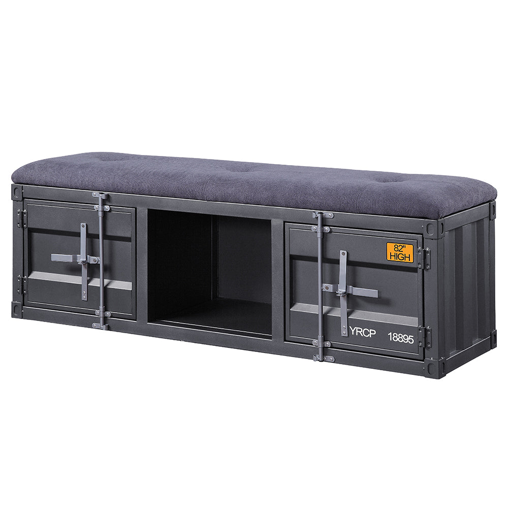 Cargo Gray Fabric & Gunmetal Finish Bench